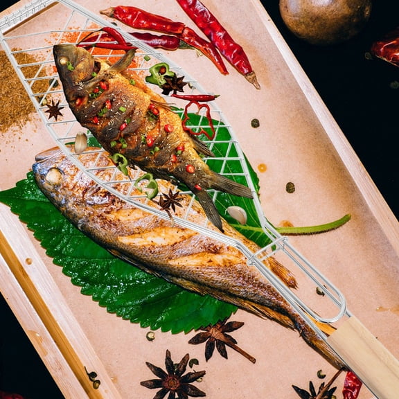 Raindrops 1Pack Small Fish Grill Basket for Barbecue Enthusiasts with Nonstick Surface and Anti-slip Handle