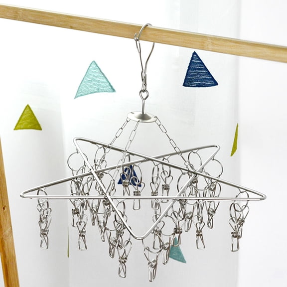 FOMIYES 1Pc Premium Stainless Steel Bra Panties Drying Rack with Creative Star Shape and Secure Clips