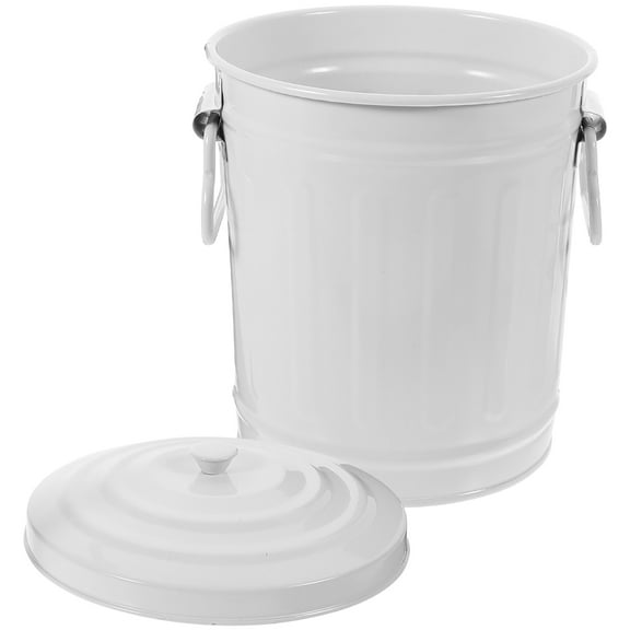 Raindrops 1Pack Stationery Metal Ash Bucket With Lid White Iron For Trash Storage In Dormitory