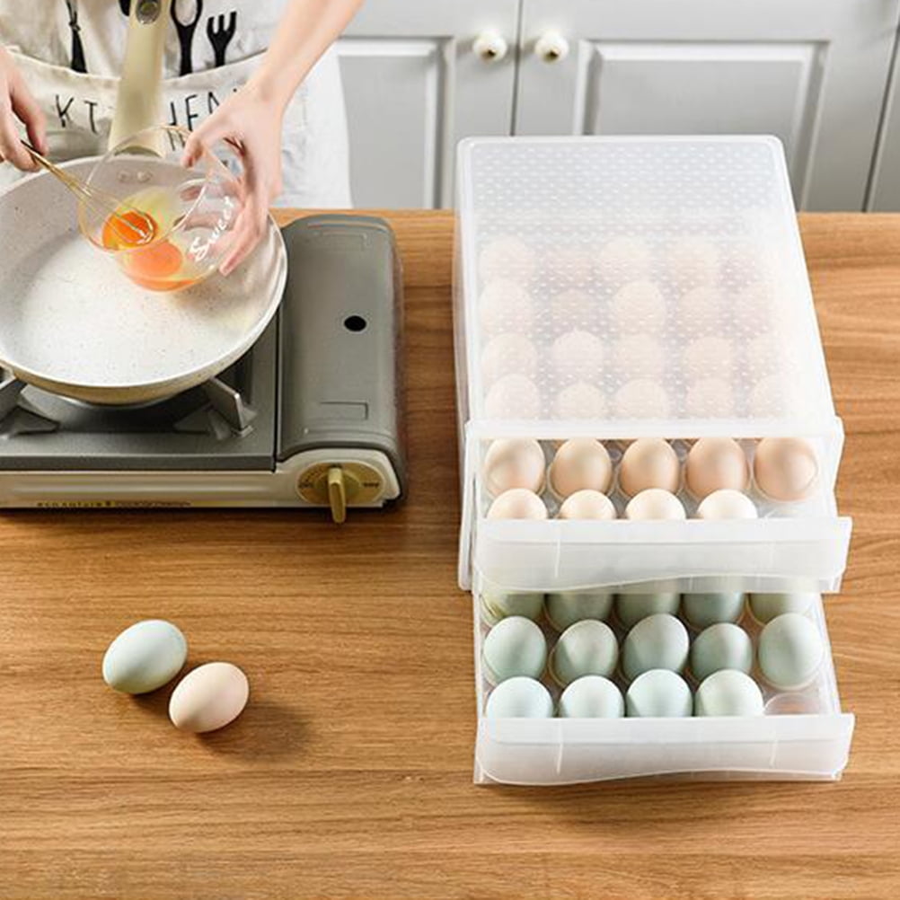 Raindrops 1Pack Transparent Egg Storage Tray for Home Kitchen with Space Saving Design 34X26X17cm