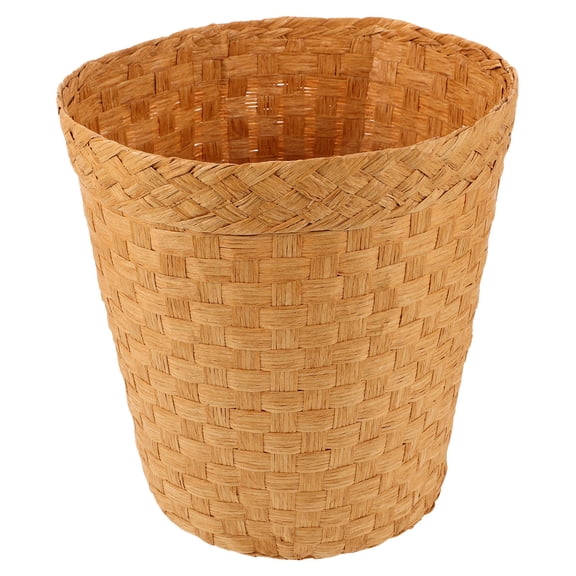 FOMIYES Wicker Style Bamboo Trash Bin Woven Storage Basket for Bathroom and Office