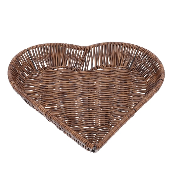 FOMIYES Brown Heart-Shaped Wicker Basket with Handle, Decorative Storage Basket for Kitchen and Home Organization