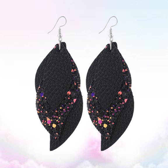 Raindrops Chic Earrings Black Oval Fashion Accessory 1 Pair