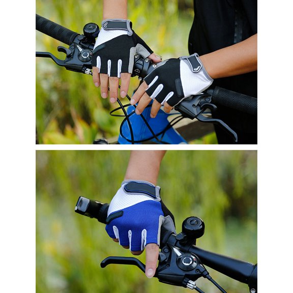 Raindrops 1Pair Blue Unisex Half Finger Gloves Breathable Anti Slip for Cycling and Hiking Use