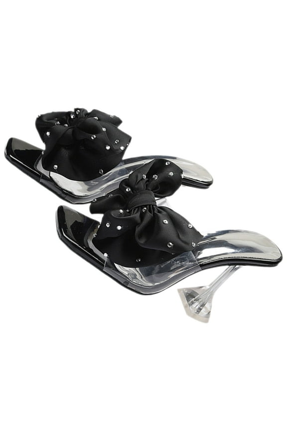 1Pair Bow Knot Mules Heels for Women Multi Color Rubber Sole Comfortable Chic Outdoor Activities