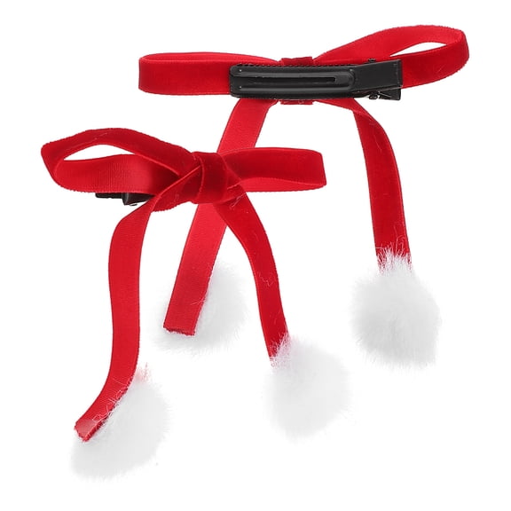 Raindrops Red Bowknot Hair Clips for Women's and Girls, Fashionable Soft Cloth Hair Accessories for Decoration, Pigtail Style