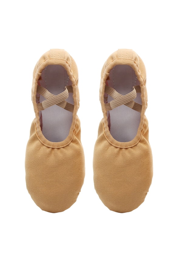 1Pair Light Brown Dancing Shoes Breathable Design with Elastic Band for Yoga and Ballet