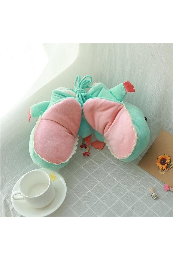 1Pair Sky Blue Plush Gloves with String Full Coverage Winter Mitten for Cold Weather Use