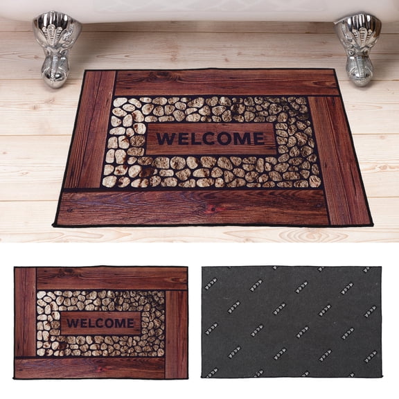 Raindrops 1Pc Non- Pebble Bathroom Mat, Kitchen Floor Rug, Anti-Skid Welcome Doormat for Home Entryway