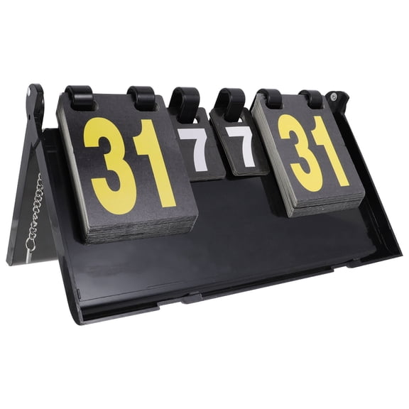 FOMIYES 4-Digit Score Flipper, Black Plastic Sports Scoreboard for Outdoor and Indoor Sporting Events