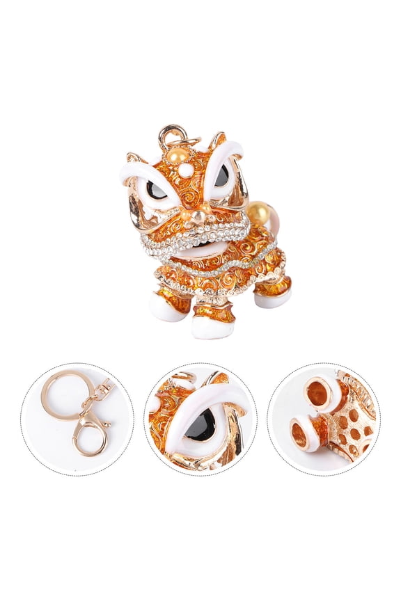 1Pc Yellow Lion Keychain Creative Metal Key Holder for Decorative Use