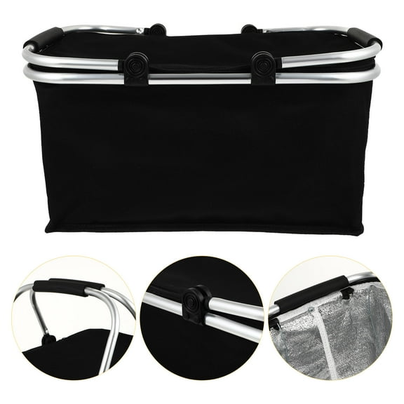 Raindrops Portable Cooler Picnic Box Black Large Capacity Insulation for Outdoor Use