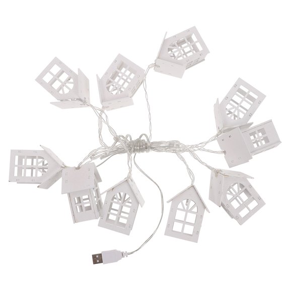 Raindrops 1Pc Decorative Wood House Lamp String White LED Light String for Christmas Party and Garden Ambience