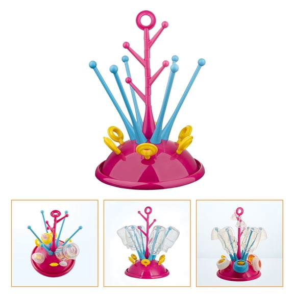 Raindrops 1Pc Red PP Material Bottle Drying Rack with Detachable Branches for Easy Bottle Drying