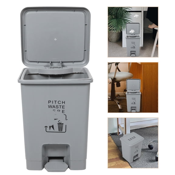 Raindrops 1Pc Large Capacity Garbage Can Grey Plastic Indoor Outdoor Storage