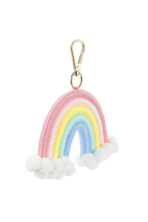 1Pc Hand Woven Keychain For Attached To Belt And Keys With Multi Colored Rainbow Style