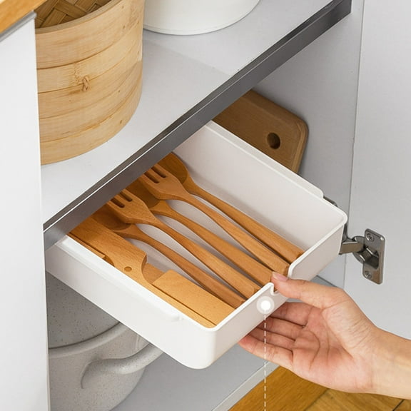 Raindrops 1Pc White Under Desk Storage Box Polystyrene and Acrylic