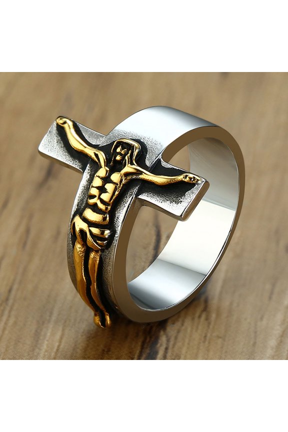 1Pack Fashion Alloy Cross Hand Gift for Female Male Stylish Design Golden