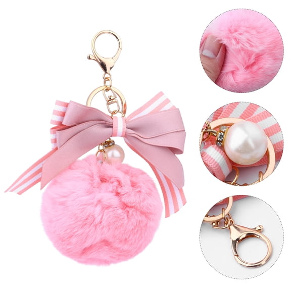 FOMIYES Plush Fuzzy Bow Keychain, Lightweight Decorative Charm Accessory, Perfect Gift for Women and Girls, 1 Piece