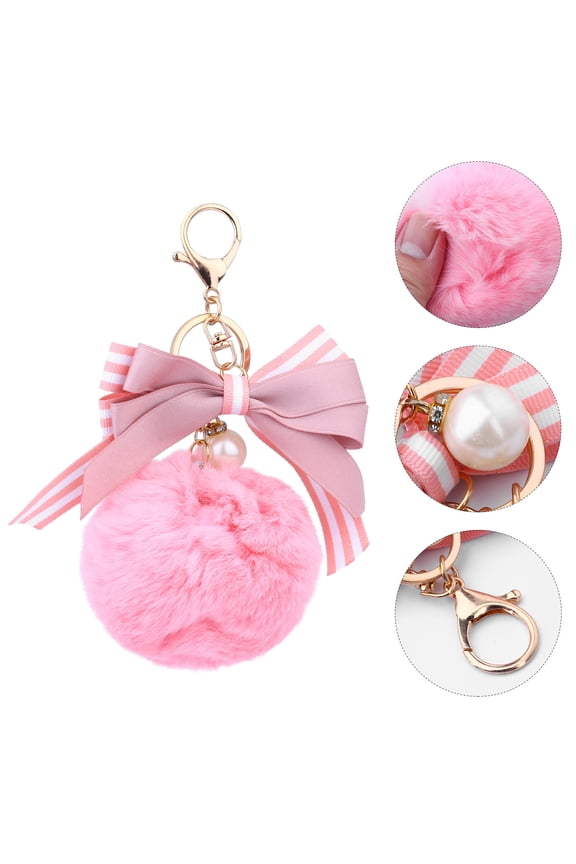 Plush Fuzzy Bow Keychain, Lightweight Decorative Charm Accessory, Perfect Gift for Women and Girls, 1 Piece