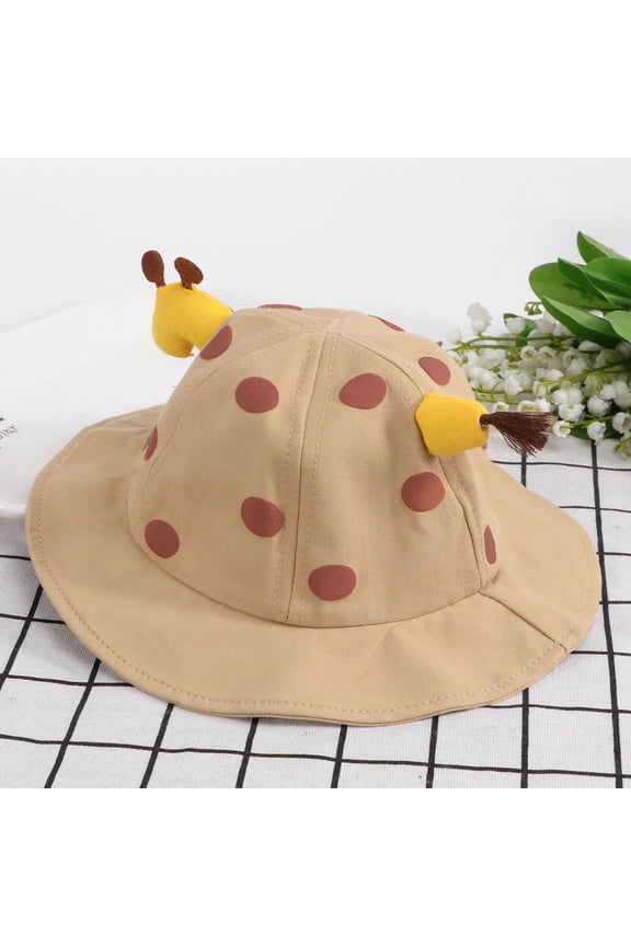 1Pc Khaki Giraffe Hat with Brim Cute Dotted Bucket Hat for Decorative Use