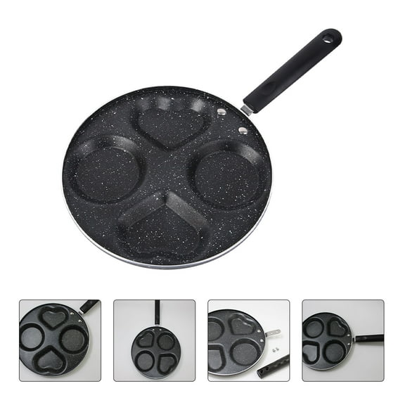 FOMIYES 1Pc Black Nonstick Breakfast Pan with Four Hole Design for Quick Cooking