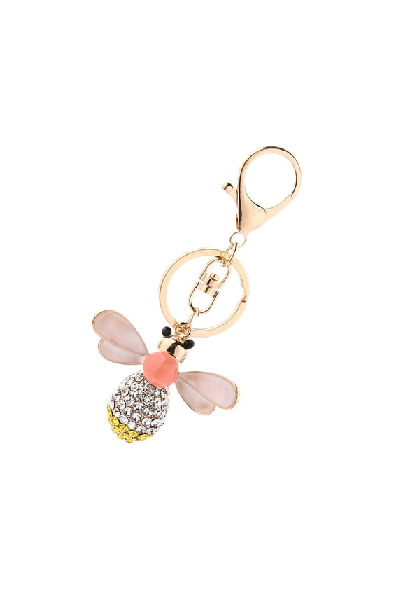 1Pc Lovely Littie Bee Keyring Creative Alloy Rhinestone Bee Shape Key Chain Craft for Women Men Kids