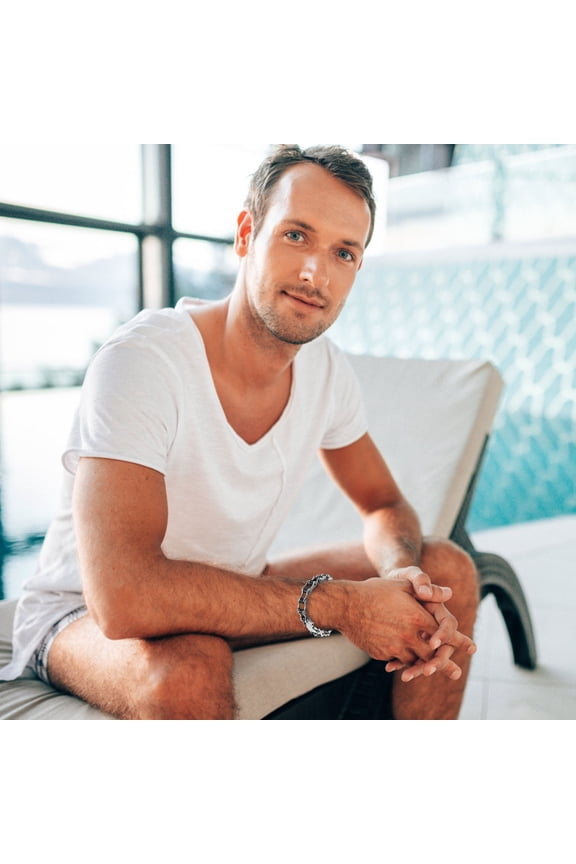 Men's Stainless Steel Bracelet, Assorted Colors, 1-Pack Gift for Men and Boys