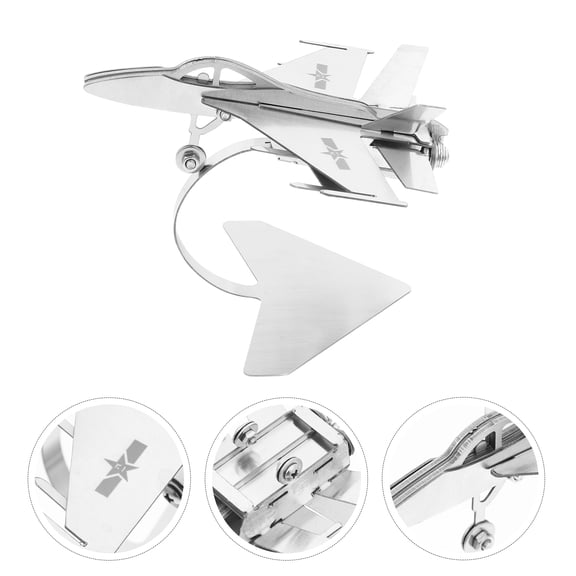 FOMIYES 1Pc Stainless Steel Metal Airplane Model Fighter Jet Desktop Ornament for Home Office Cafe Bar Decoration