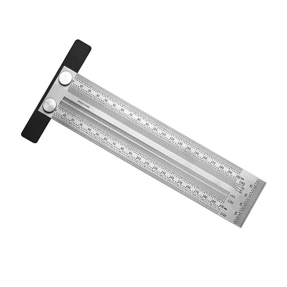 Raindrops 1Pc Multifunctional Carpentry Marking Ruler Practical Straight Ruler Silver