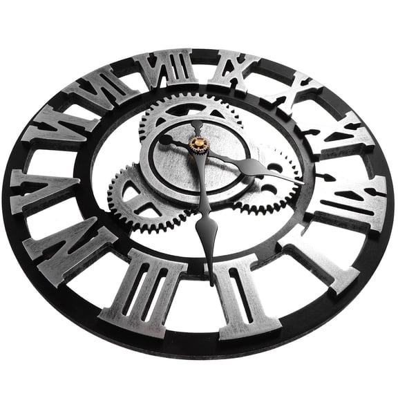 FOMIYES Plated Wall Clock with Unique Gear Design, Easy to Mount, Stylish Home Decor Timepiece