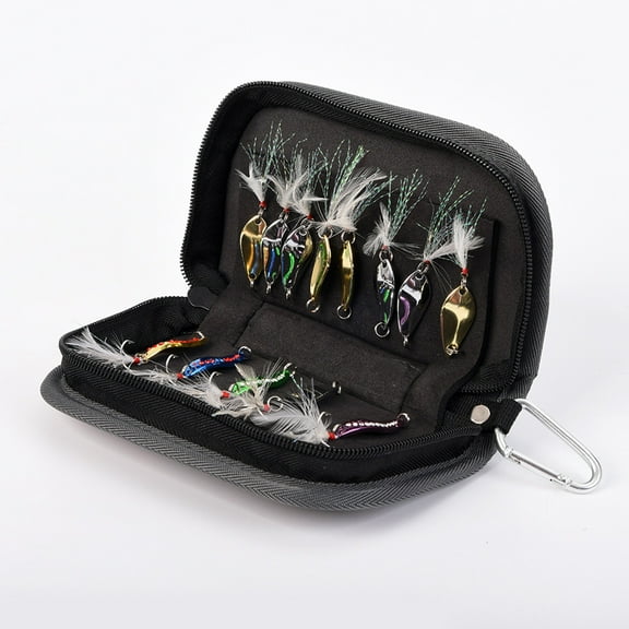 Raindrops 1Pc Compact Black Bait Canvas Storage Bag for Fish Hook and Fishing Line