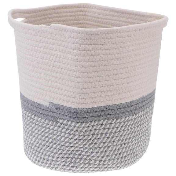 Raindrops Grey Woven Storage Basket Practical for Home Use Cotton Rope