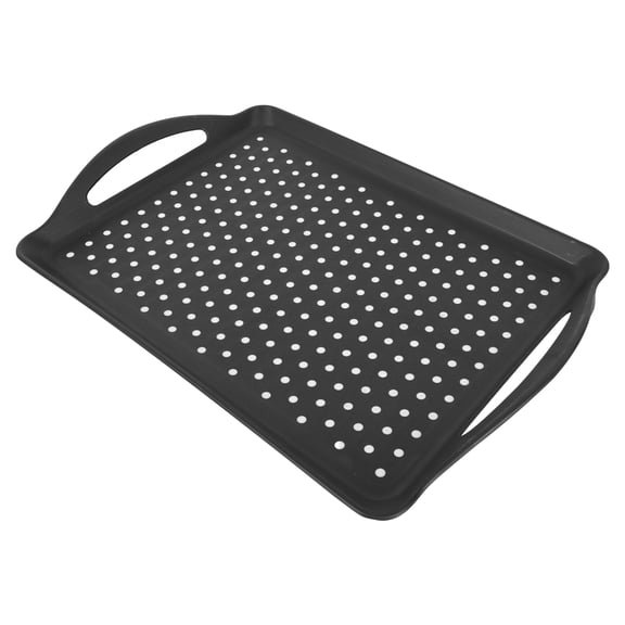 LABRIMP Black Rectangular Plastic Serving Plate with Anti- Polka - Kitchen Dinnerware