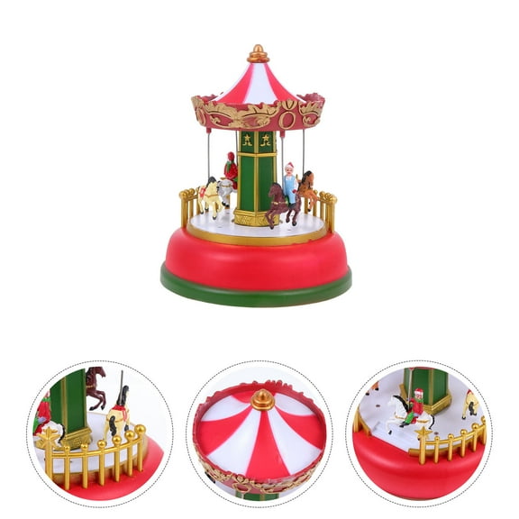 Raindrops Music Ornament Merry Go Round Adornment Red Plastic 1Pc Luminous 5.3x4.2x4.2in