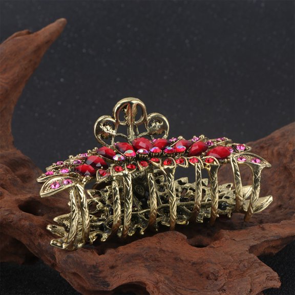 Raindrops 1Pc Retro Red Jaw Clip Durable Fashion Ponytail Clip for Hair Decoration and Daily Use