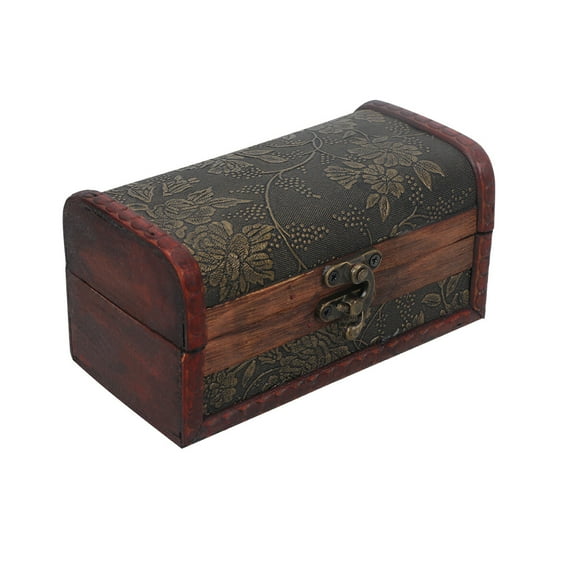 Raindrops Retro Storage Box for Jewelry and Ornaments Dark Brown Wooden Case with PP Material 1 Pc Vintage