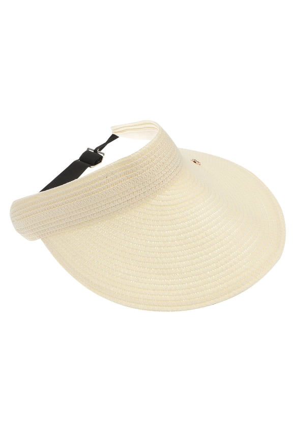 1Pc Straw Weaving Visor Hat Beige Durable Summer Beach Sun Protection for Travel and Sports
