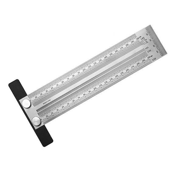 Raindrops 1Pc T Type Woodworking Scriber Positioning Gauge Ruler Durable Ruler Silver
