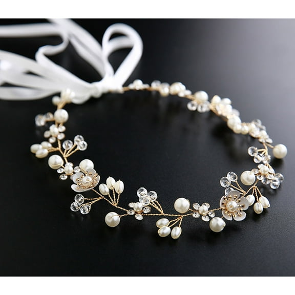 Raindrops 1Pc White Floral Bridal Headdress with Adjustable Ribbon for Wedding and Celebrations