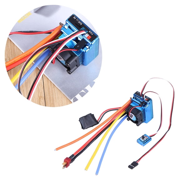 Raindrops 1Pcs 120A Electric Controller for Model Car with Low Voltage Cut-Off 6.3x2.4x2in Blue