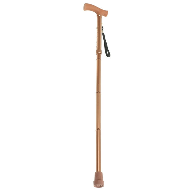 Raindrops 1Pcs Adjustable Walking Cane Golden Foldable Stick for Seniors Non-slip Ergonomic Grip Lightweight 78-88cm