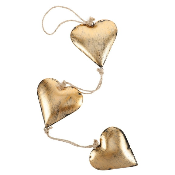 Raindrops 1Pcs Antique Heart-Shaped Ornament Rustic Wall Decor Golden Metal Artwork for Walls 6.3x3.9x0.8in Iron