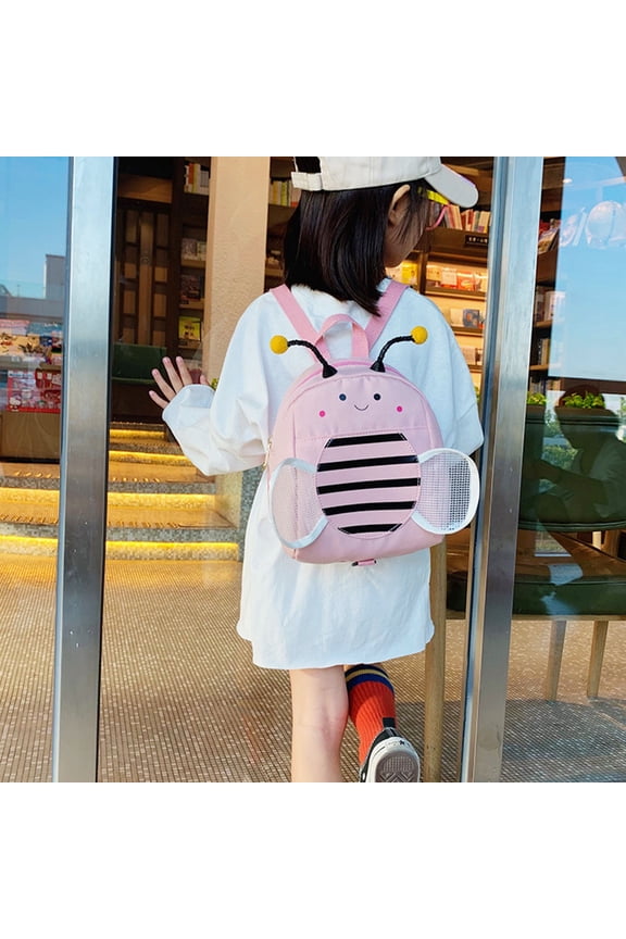 1Pcs Backpack for Toddlers Pink Canvas Bag with Anti-lost Feature for School