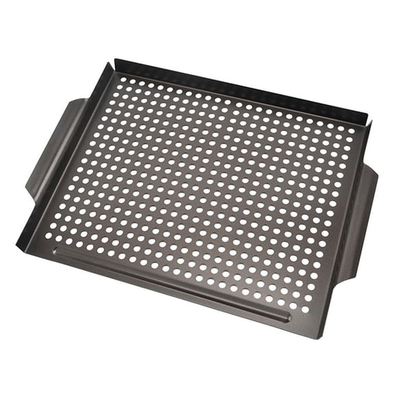 FOMIYES 1Pc Black Non Stick Grill Tray Steel Material for Outdoor Bbq and Family Gatherings