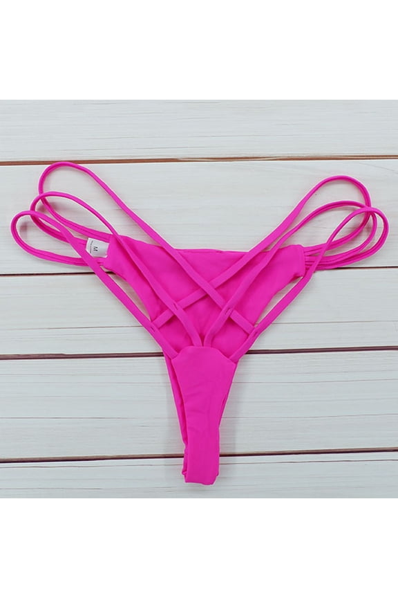 1Pcs Bikini Thong Swim Bottoms Rose Red for Beach Holiday V Shape Show Body Curve
