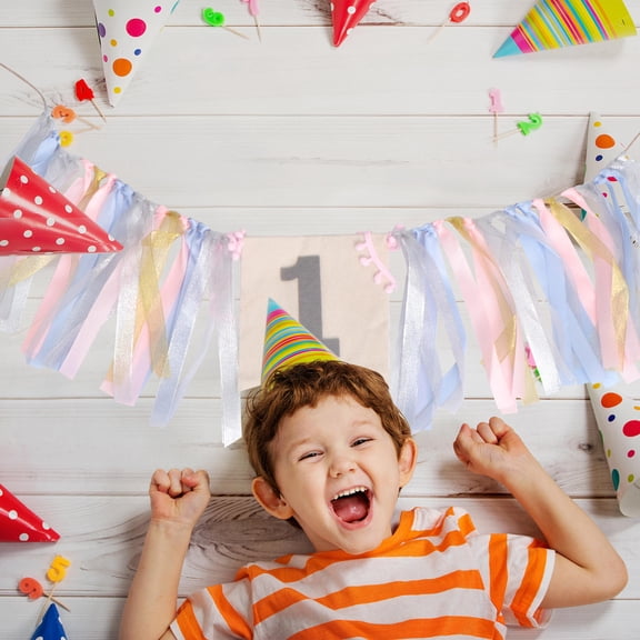FOMIYES 1Pc Blue Birthday Banner Set Themed Party Bunting Hanging Banner for Wall Cake Table Decoration