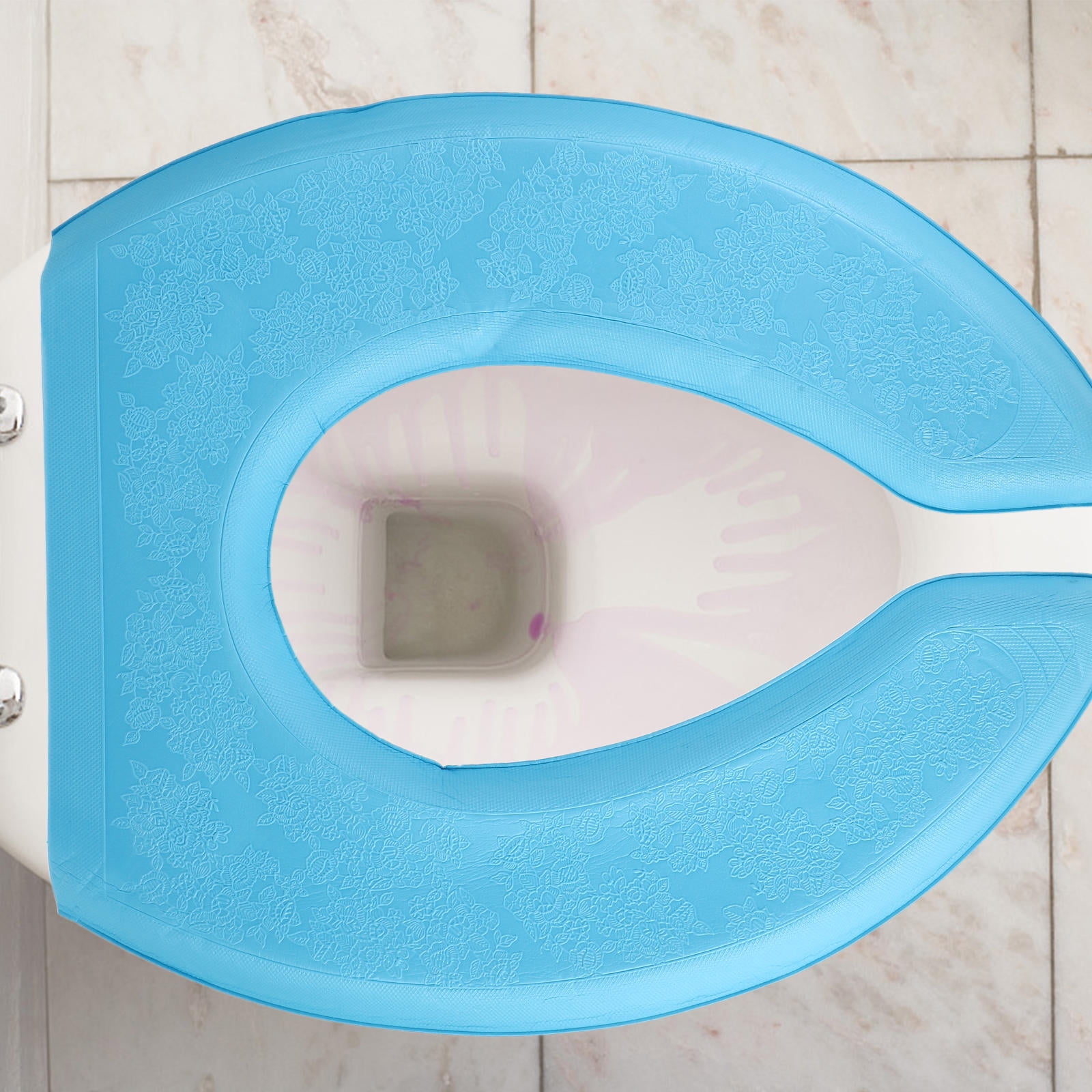 Raindrops 1Pcs Blue EVA U-shaped Padded Toilet Seat Elongated Cushioned for Winter Season Use in Bathrooms