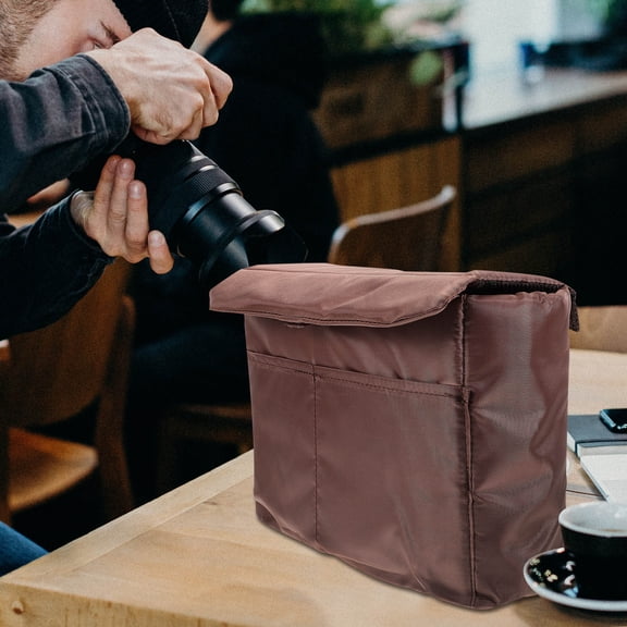 Raindrops DSLR Lens Bag Coffee Nylon 1Set for Backpack
