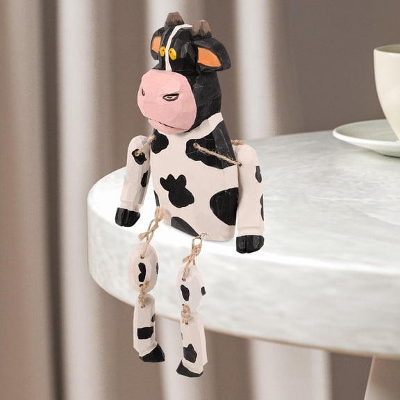 FOMIYES Cow Statue Wooden Figurine Assorted Color for Home and Garden Decor
